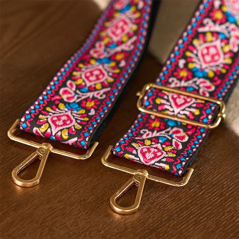 Buddha Stones Bohemian Flower Geometric Stripes Embroidery Adjustable Handbags Crossbody Shoulder Bag Purse Straps Replacement
