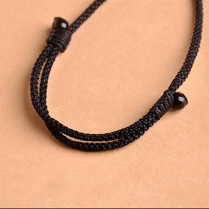 Buddha Stones Chinese Zodiac Natal Buddha Ebony Wood Tiger Eye Black Onyx Calm Necklace Pendants