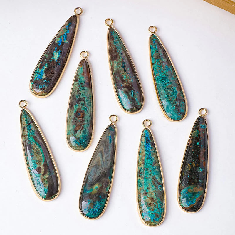 Buddha Stones Natural Stone Sea Sediment Jasper Agate Teardrop Shape Protection Necklace Pendant