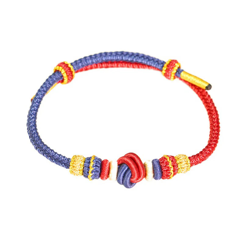 Buddha Stones Two-Color Rope Handcrafted Eight Thread Peace Knot Luck Connection Bracelet