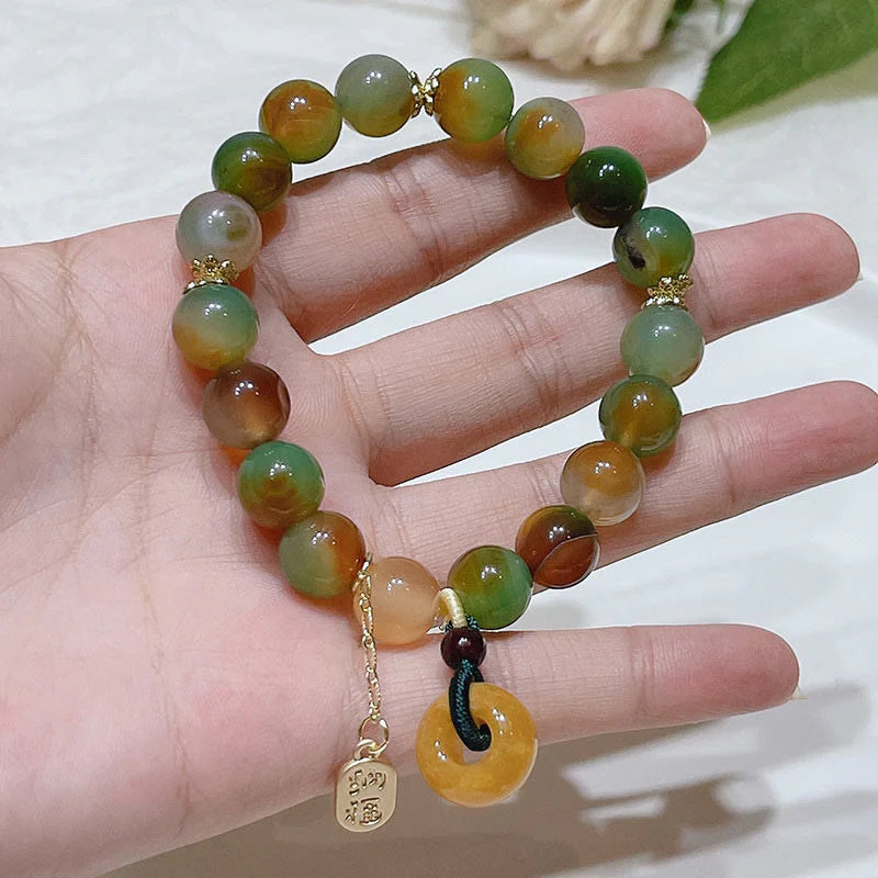 FREE Today: Wealth and Balance Peacock Agate Topaz Peace Buckle Fu Character Bracelet