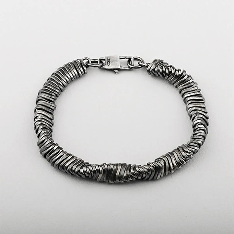 Buddha Stones 925 Sterling Silver Vintage Twisted Design Wealth Healing Chain Bracelet (Extra 30% Off | USE CODE: FS30)