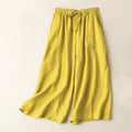 Buddha Stones Plain Color 7-8 Length Capri Cropped Pants Cotton Linen Women's Wide Leg Pants With Pockets