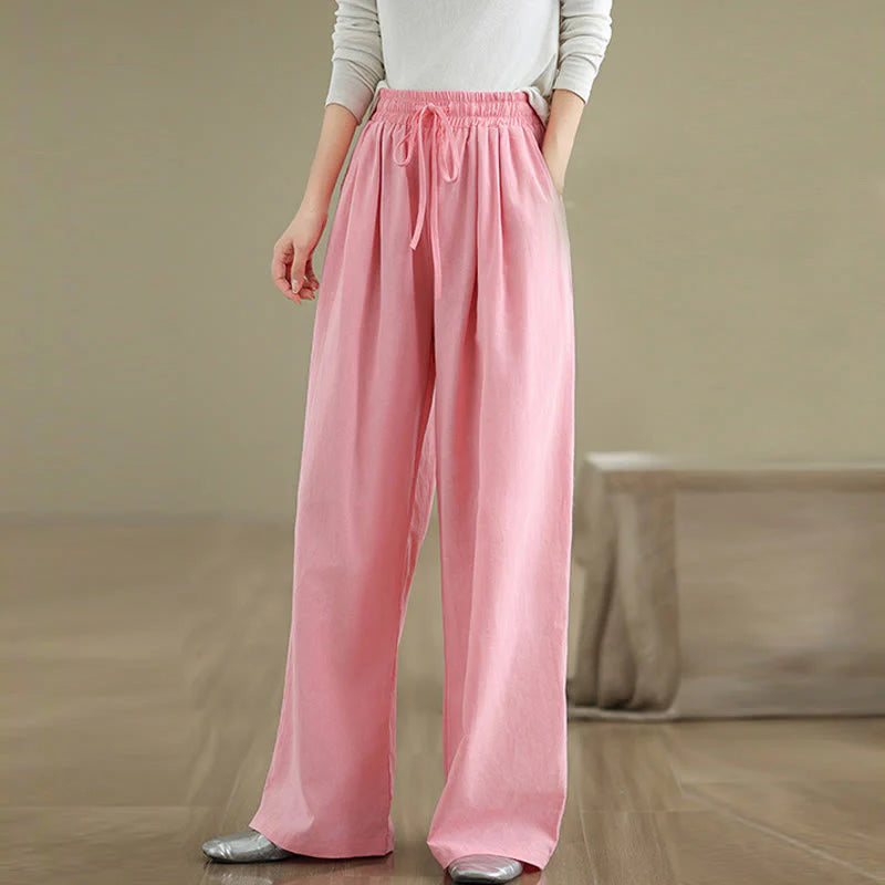 Buddha Stones Casual Straight-leg Women's Cotton Pants With Pockets