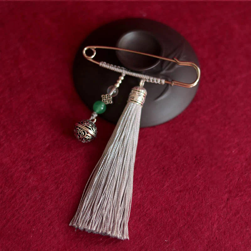 Buddha Stones Retro Bell Tassels Brooch