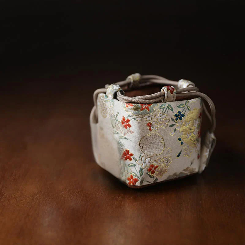 Buddha Stones Flowers Pattern Small Jewelry Storage Gift Bag 8*8*8cm