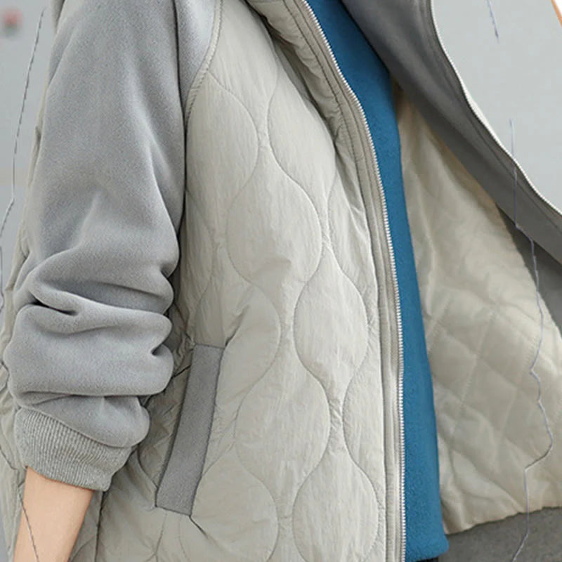 Buddha Stones Women's Long Sleeve Thickened Warm Hood Cotton Jacket With Pockets