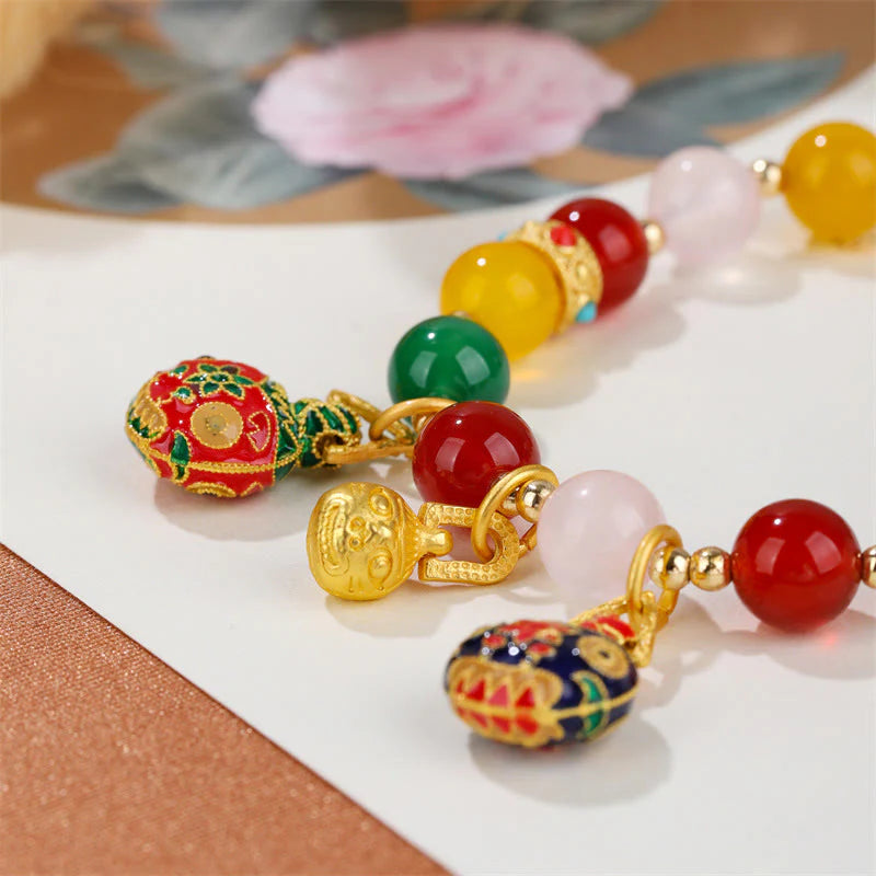 Buddha Stones Gold Swallowing Beast Family Various Agate Crystal Success Bracelet (Extra 35% Off | USE CODE: FS35)