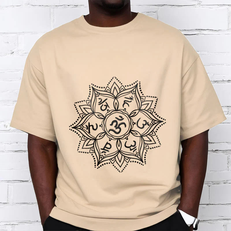Buddha Stones Mandala Flower Om Mani Padme Hum Sanskrit Mantra Tee T-shirt