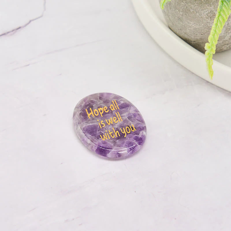 Buddha Stones Hope All Is Well With You Natural Amethyst Palm Stone Growth Crystal Decor