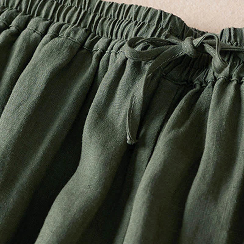 Buddha Stones Summer Small Flower Embroidery  Harem Pants With Pockets