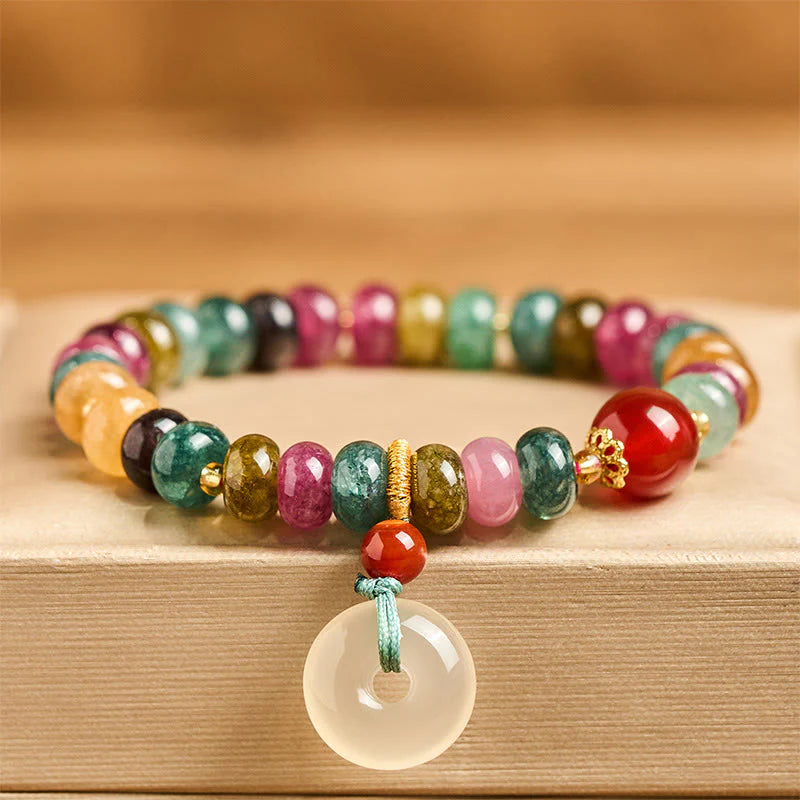 Buddha Stones Peace Buckle Tourmaline Chalcedony Love Bracelet