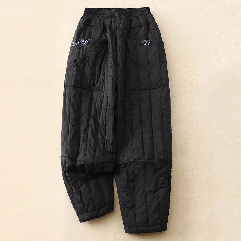 Buddha Stones Women's Winter Thermal Patchwork Pants With Pockets