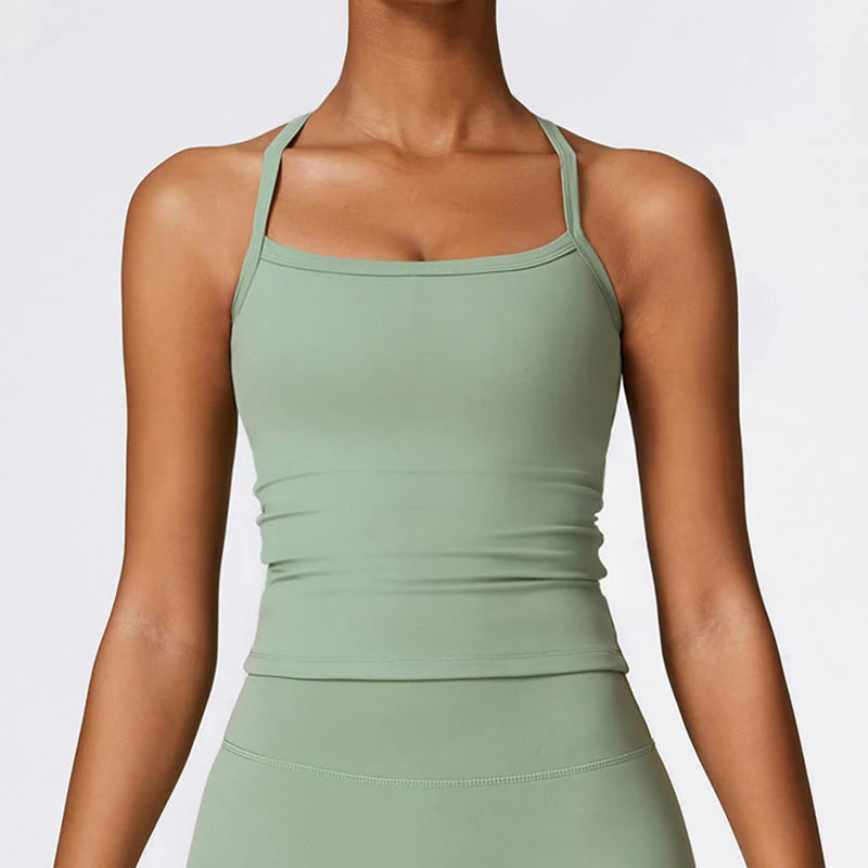 Buddha Stones Solid Color Crop Tank Top High Waist Shorts Sports Fitness Gym Yoga Outfits