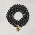 Buddha Stones Retro Lotus Symbol Charm Lava Rock Bead Healing New Beginning Mala
