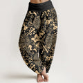 Buddha Stones Pure Cotton Chinese Character Gourd Auspicious Pattern Women's Elastic Waist Harem Pants