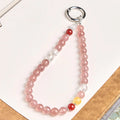 Buddha Stones 8mm Colorful Beads Strawberry Quartz Positive Key Chain Phone Hanging Decoration
