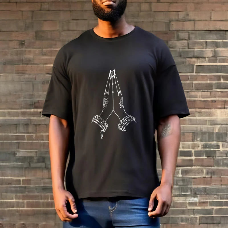Buddha Stones Put Hands Together Prayer Design Tee T-shirt