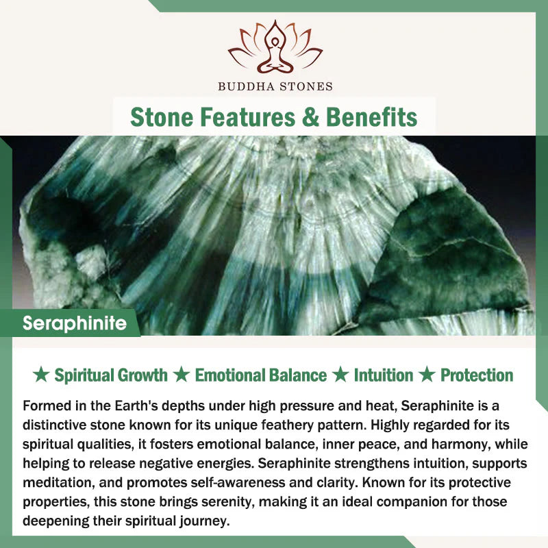 Buddha Stones Natural Seraphinite Round Emotional Balance Beaded Bracelet
