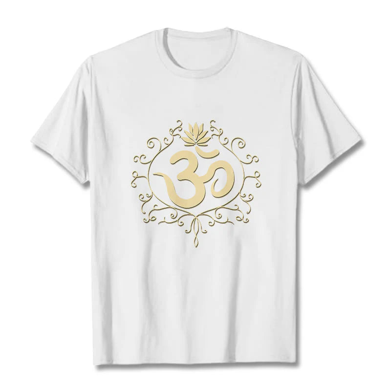 Buddha Stones Om Symbol Vines Lotus Flower Tee T-shirt