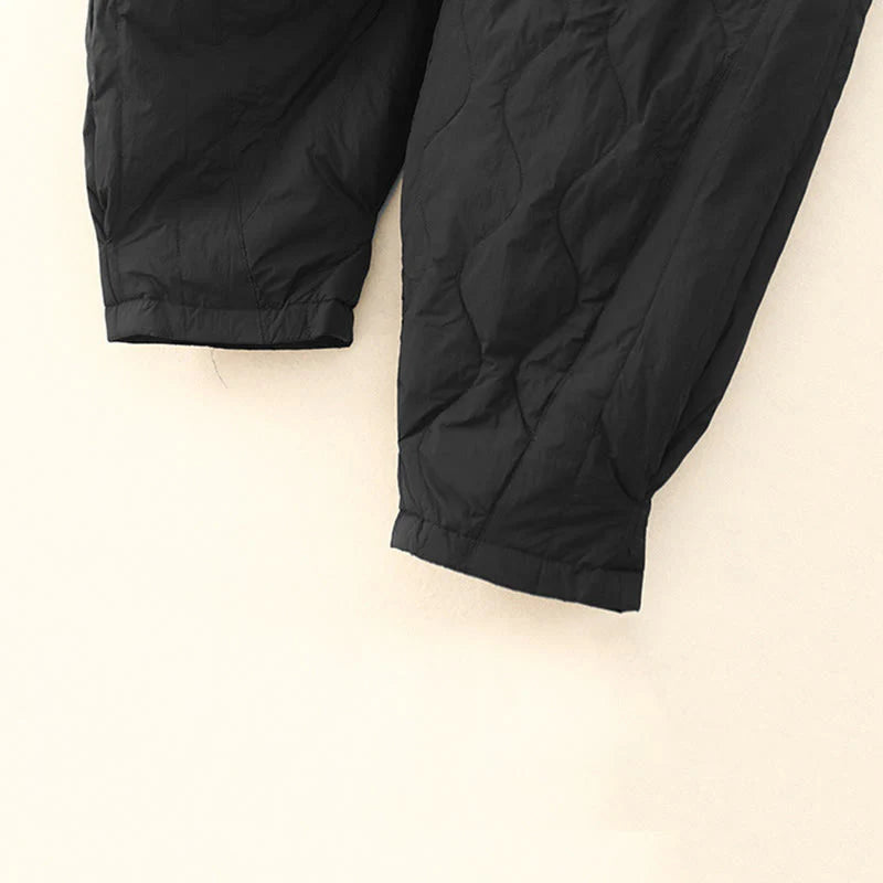 Buddha Stones Winter Solid Color Women's Cotton Thermal Pants With Pockets