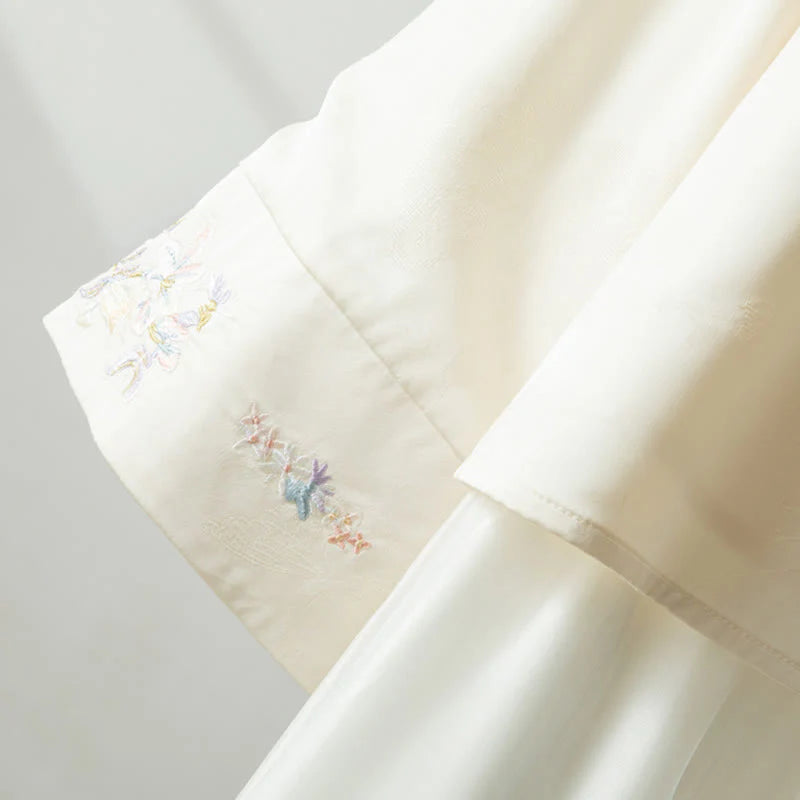 Buddha Stones Fall Flower Embroidery Frog-Button Design Long Sleeve Women's Jacket