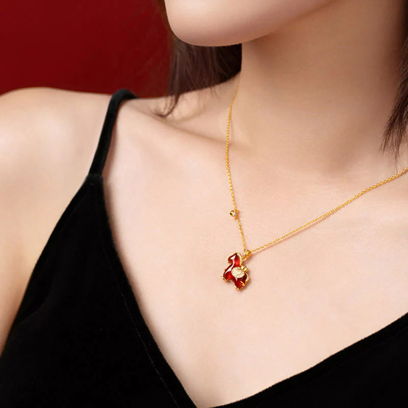 Buddha Stones Year Of The Horse Red Agate Fu Character Confidence Necklace Pendants