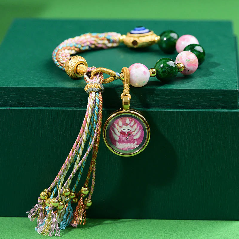Buddha Stones Tibet Evil Eye Nine Tailed Fox Thangka Keep Away Evil Spirits String Bracelet