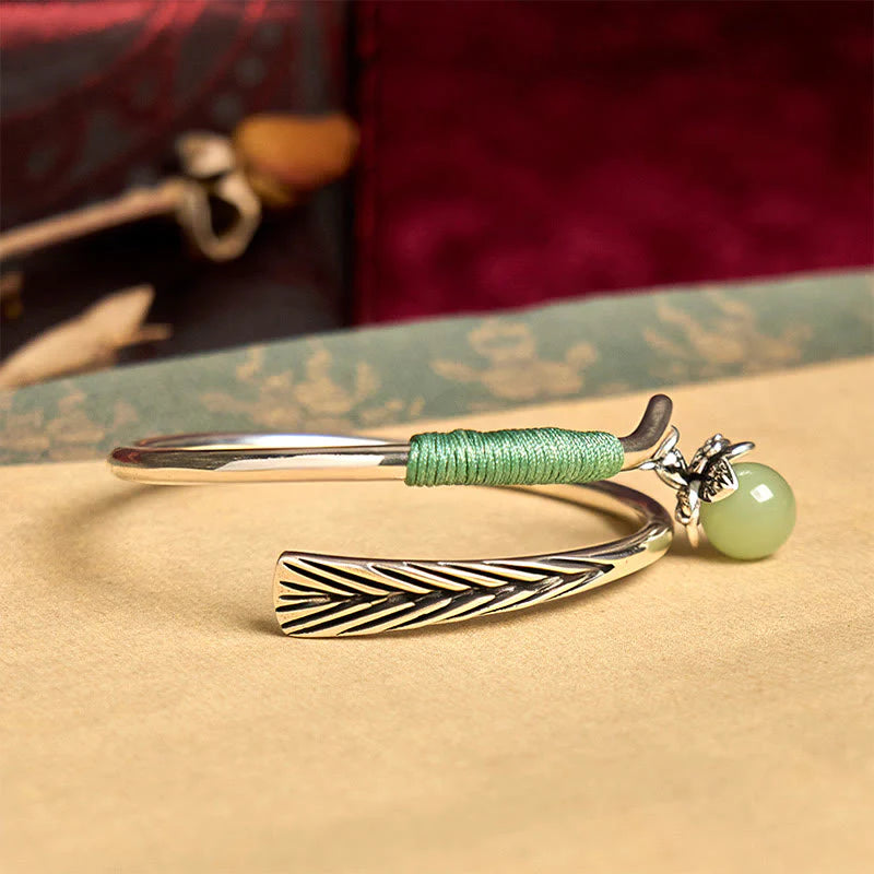 FREE Today: Luck and Healing Copper Alloy Green Bead Charm Cuff Bracelet Bangle