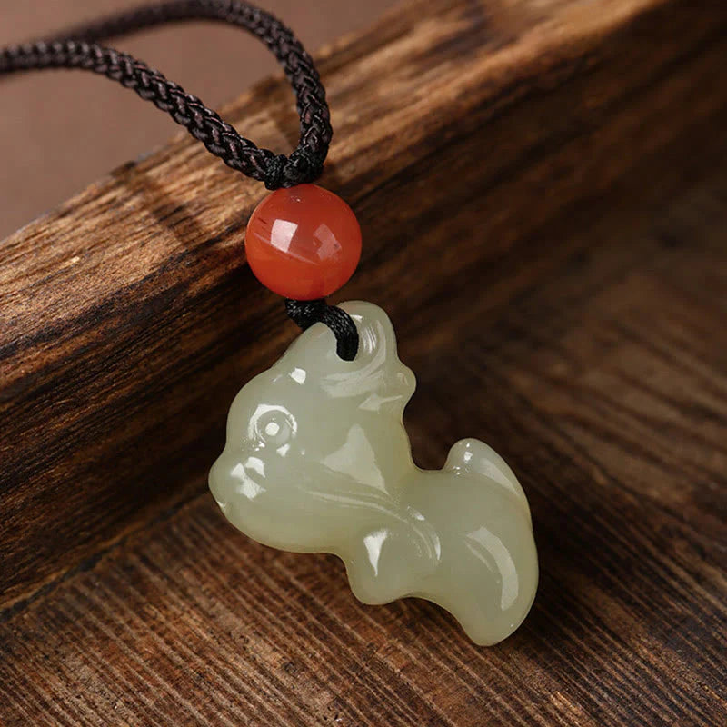 Buddha Stones Chinese Zodiac Year Of The Horse Jade South Red Agate Prosperity Necklace Pendants