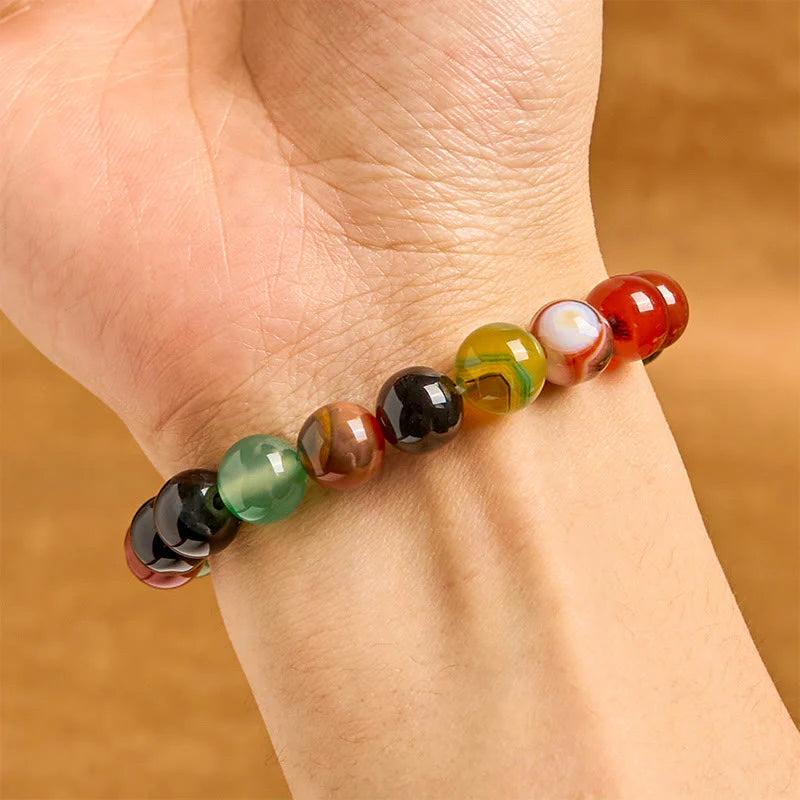 Buddha Stones Natural Colorful Chalcedony Agate Harmony Bracelet