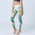 Buddha Stones Lotus Flowers Leaves Lotus Pods Pattern Print Gym Leggings Women's Yoga Pants