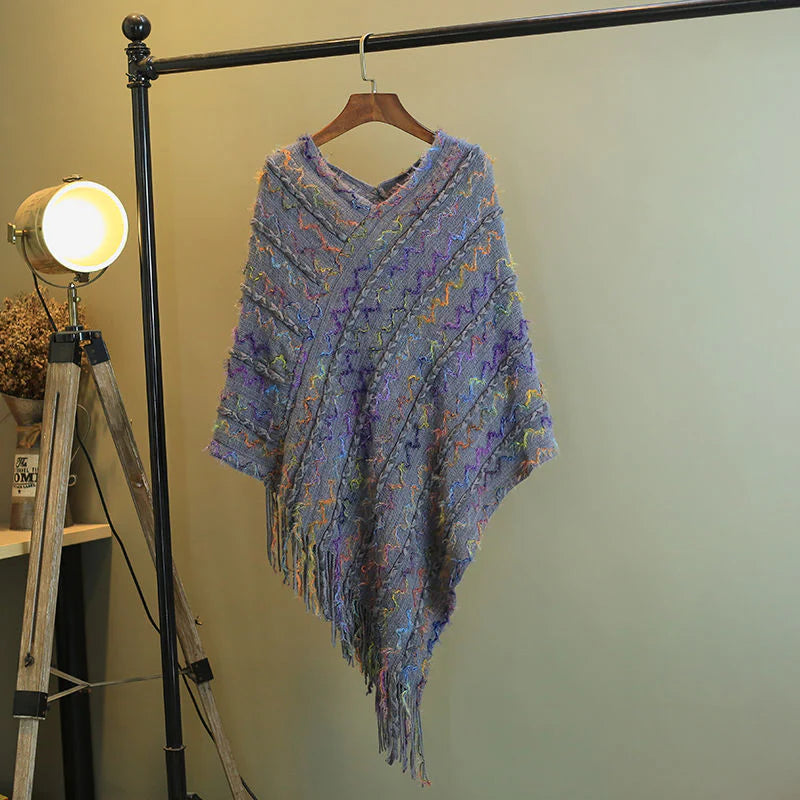 Buddha Stones Tibetan Colorful Striped Shawl Tassels Pullover Winter Cozy Travel Scarf Wrap