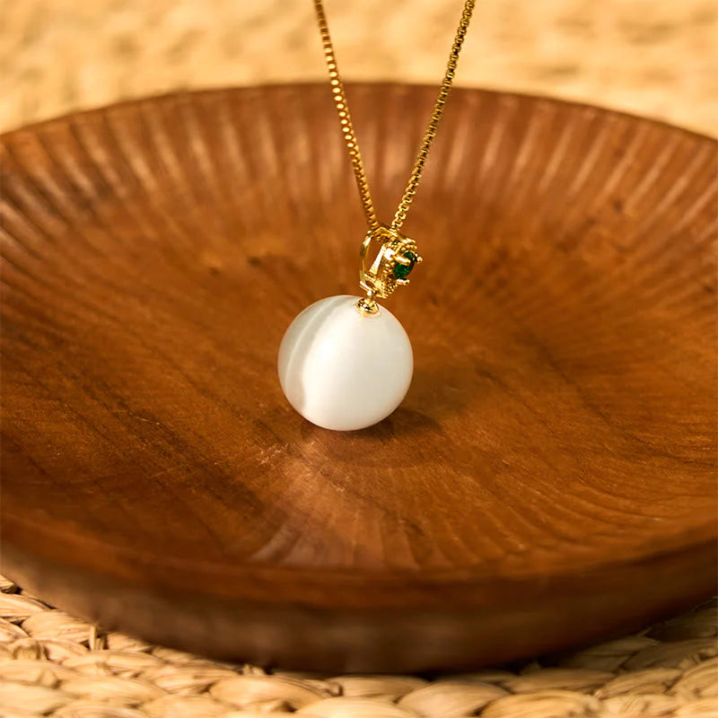 Buddha Stones Cat's Eye Round Ball Confidence Necklace Pendant