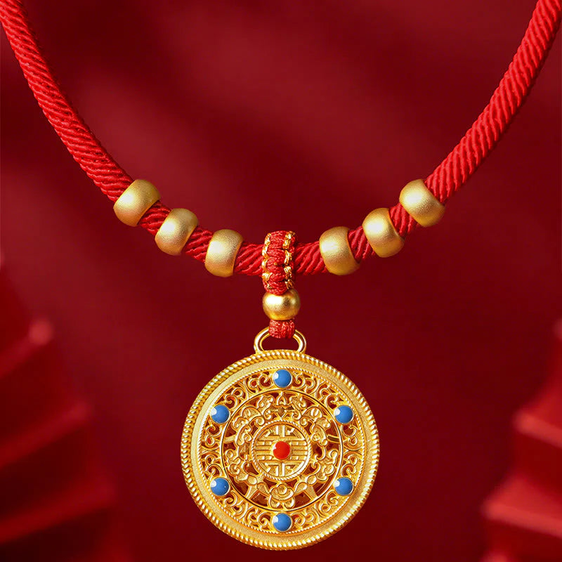Buddha Stones Red String Bead Compass Gourd Protection Adjustable Cats Dogs Pet Collar