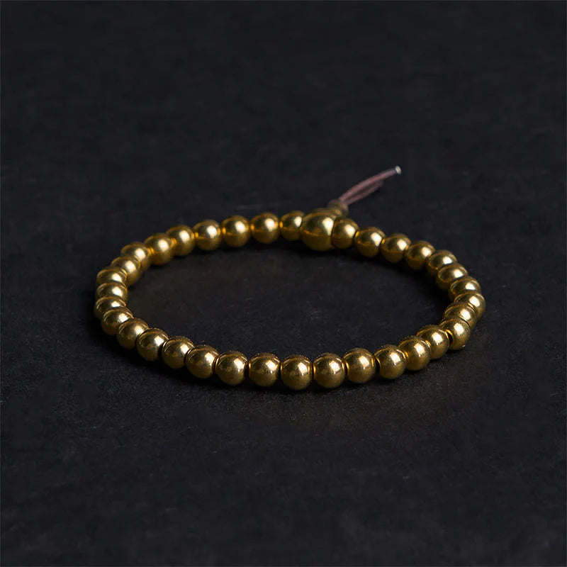 Buddha Stones Tibetan Retro Pure Copper Brass Bead Wealth Bracelet