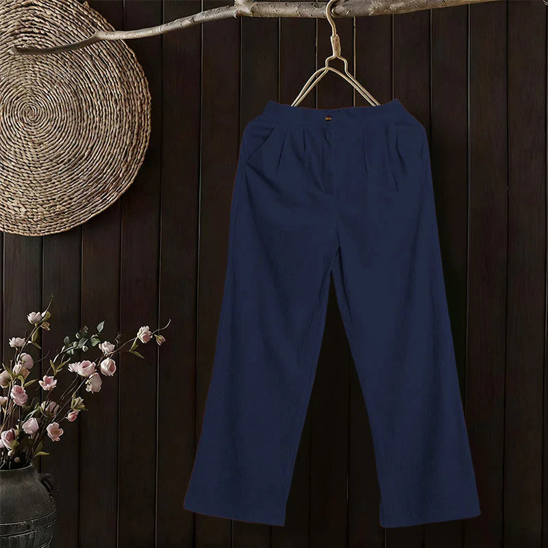 Buddha Stones Casual Corduroy Straight-leg Women's Pants With Pockets