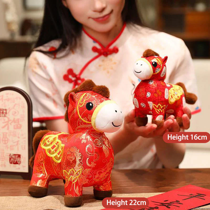 Buddha Stones Year of the Horse Copper Coins Plush Doll Home Decoration