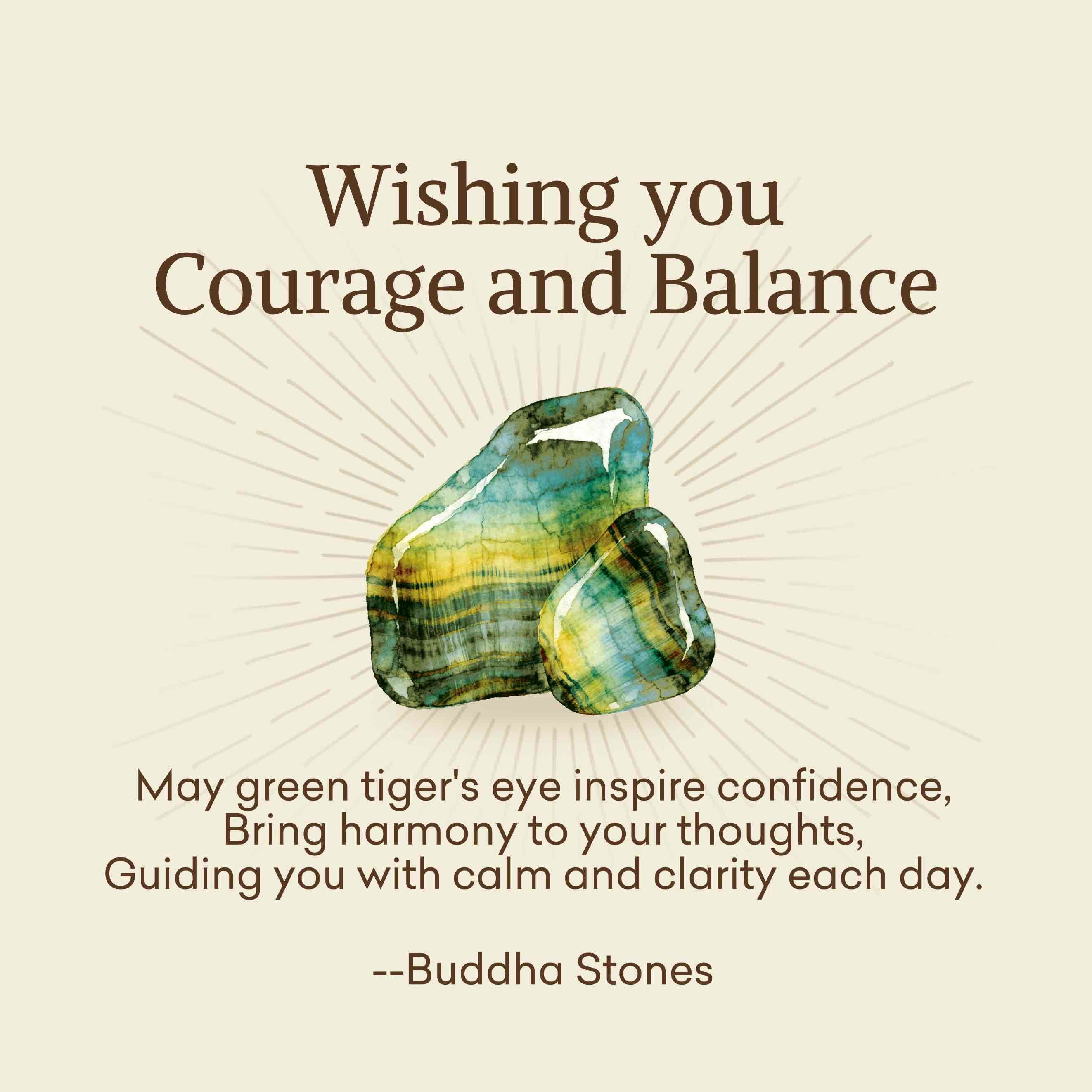 Buddha Stones Wishing You Courage and Balance Green Tiger Eye Bracelet Includes Gift Message Card