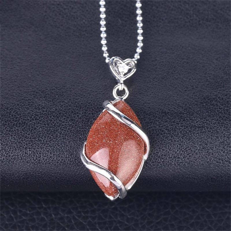 Buddha Stones Marquise Pattern Natural Crystal Stone Charm Necklace Pendant (Extra 35% Off | USE CODE: FS35)