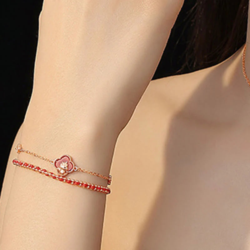 Buddha Stones 925 Sterling Silver Year Of The Horse Red Agate Hetian Jade Confidence Bracelet