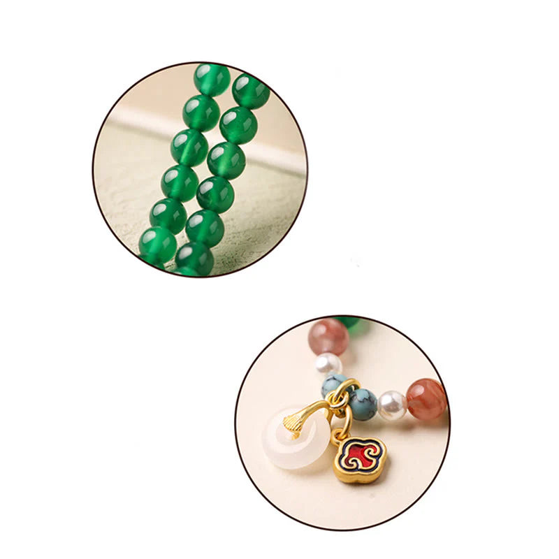 Buddha Stones Peace Buckle Green Agate Power Support Tibet Mala