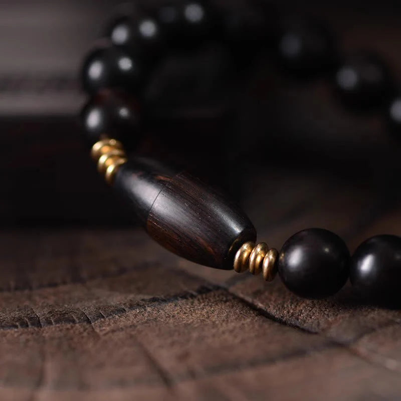 Buddha Stones Ebony Beads With Sutra Scroll Blessing Protection Bracelet