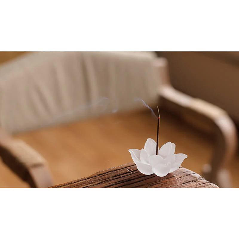 Buddha Stones Mini Lotus Liuli Crystal Healing Meditation Stick Incense Burner