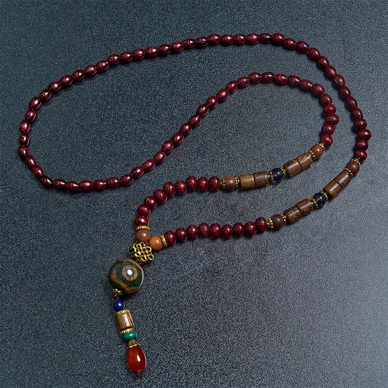 FREE Today: Peace and Protection Tibetan Handmade Wenge Wood Dzi Bead Elephant Head Necklace Pendant