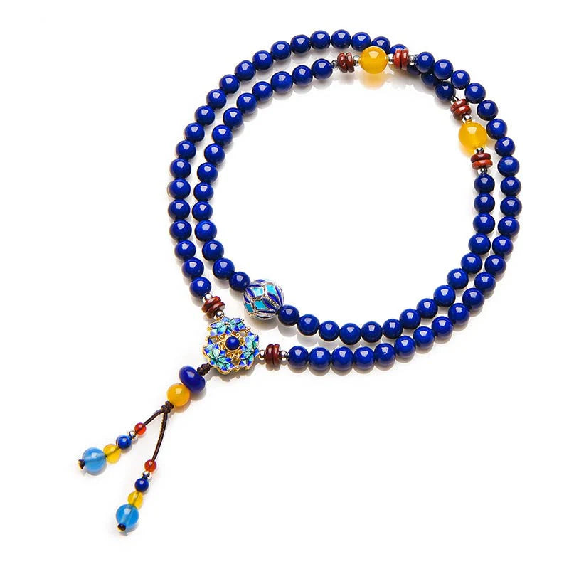 Buddha Stones Lazurite Yellow Agate Positive Bracelet