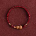 Buddha Stones Gourd Peach Wood Rope Adjustable Wealth Luck Bracelet
