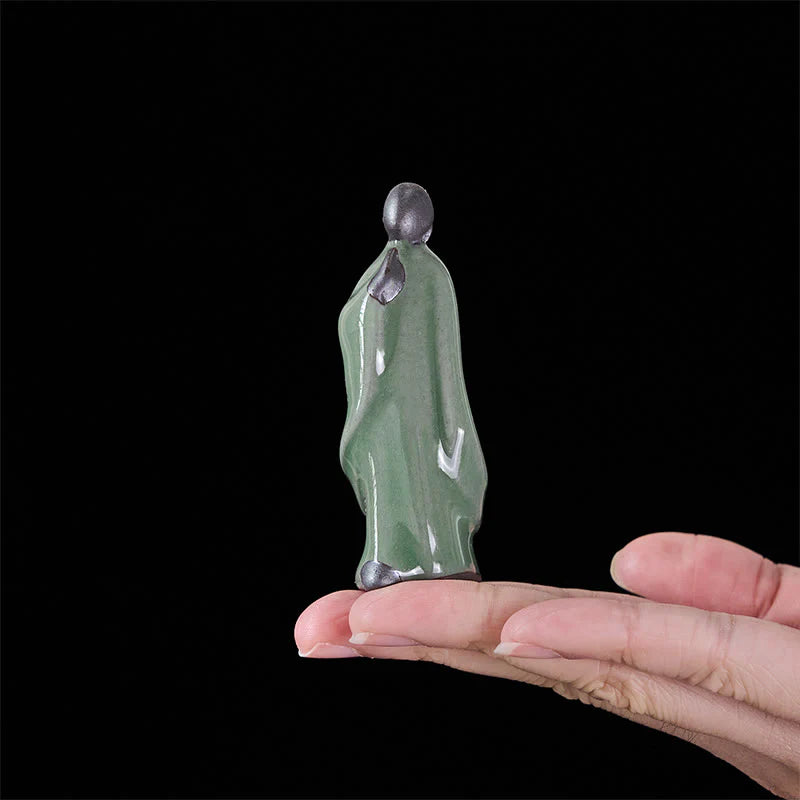 Buddha Stones Meditation Monk Ceramic Statue Serenity Home Decoration