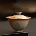 Buddha Stones Cute Cat Ceramic Gaiwan Teacup Kung Fu Tea Cup With Lid 130ml
