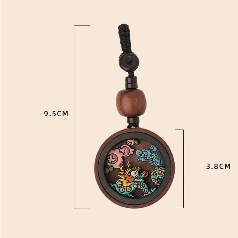 Buddha Stones Year Of The Dragon Hand Painted Chinese Zodiac Rosewood Carved Calm Key Chain (Extra 35% Off | USE CODE: FS35)